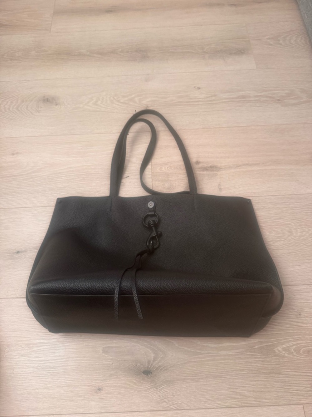 Rebecca Minkoff Black Leather Chain-Accent Tote